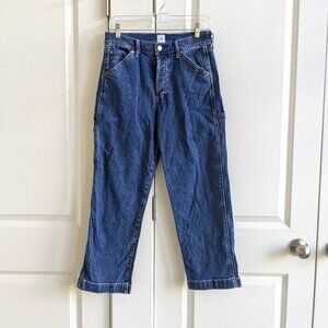 Gap 1969 Carpenter Jeans Women 6 Blue High Rise Cropped Button Fly Loose Denim